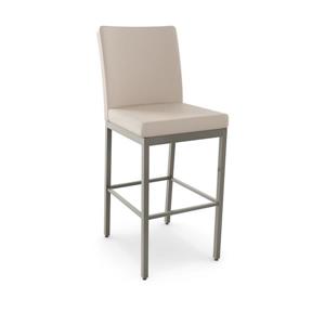 Amisco Perry 30.25-in Bar Stool - Cream Faux Leather - Glossy Grey Metal