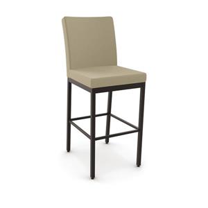 Amisco Perry 26.25-in Counter Stool - Beige Fabric - Dark Brown Metal