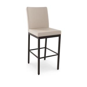 Amisco Perry 26.25-in Counter Stool - Cream Faux Leather - Dark Brown Metal