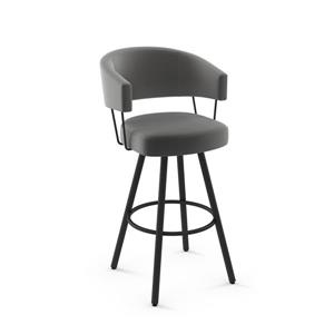 Amisco Corey 27.5-in Swivel Counter Stool - Heather Light Grey Polyester - Black Metal