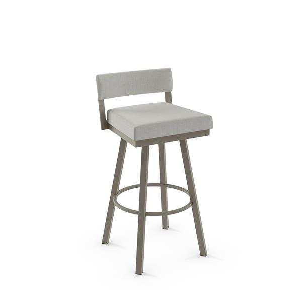 Amisco Travis 30.75-in Swivel Bar Stool - Pale Grey Beige Polyester - Matt Light Grey Metal