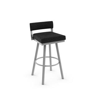 Amisco Travis 30.75-in Swivel Bar Stool - Black Woven Fabric - Silver Grey Metal