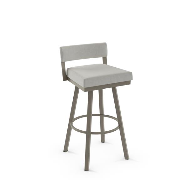 Tabouret de comptoir pivotant Travis 26,75 po, polyester gris beige, métal gris mat