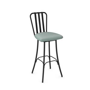 Tabouret de bar pivotant Club 30,75 po, polyuréthane aqua, métal noir