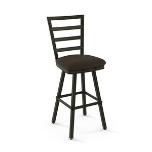 Amisco Century 26.5-in Swivel Counter Stool - Dark Brown Grey Polyester - Gun Metal