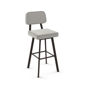 Amisco Clarkson 30.75-in Swivel Bar Stool - Pale Grey Beige Polyester - Dark Brown Metal
