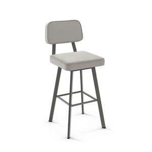 Amisco Clarkson 26.75-in Swivel Counter Stool - Pale Grey Beige Polyester - Matt Dark Grey Metal