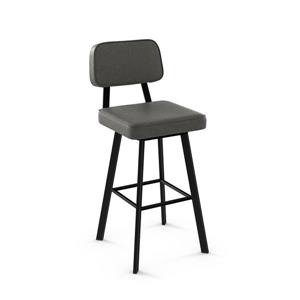 Amisco Clarkson 26.75-in Swivel Counter Stool - Medium Grey Faux Leather - Black Metal