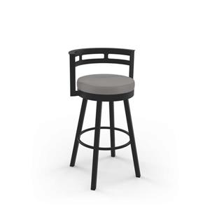 Amisco Render 30.63-in Swivel Bar Stool - Taupe Grey Faux Leather - Dark Brown Metal