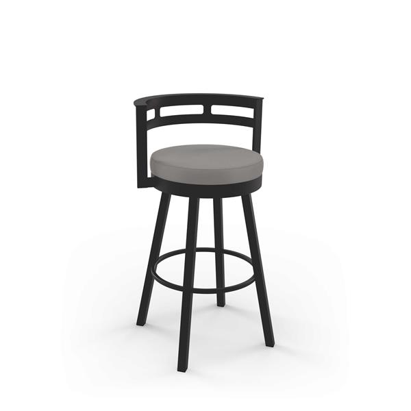 Amisco Render 26.63-in Swivel Counter Stool - Taupe Grey Faux Leather - Dark Brown Metal