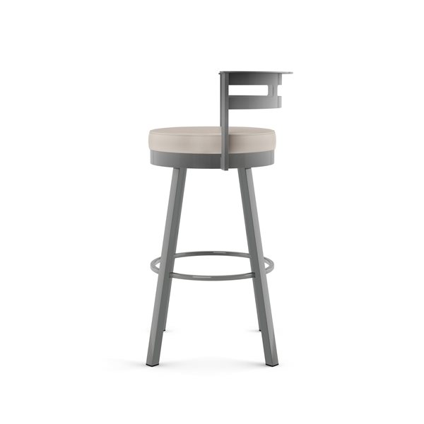 Amisco Render 26.63-in Swivel Counter Stool - Cream Faux Leather - Glossy Grey Metal