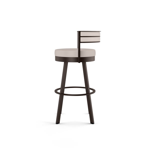 Amisco Browser 26.13-in Swivel Counter Stool - Cream Faux Leather - Dark Brown Metal