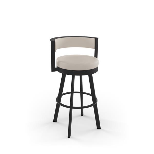 Amisco Browser 26.13-in Swivel Counter Stool - Cream Faux Leather - Dark Brown Metal