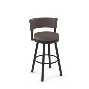 Amisco Rosco 30.75-in Swivel Bar Stool - Medium Grey Polyester - Dark Brown Metal