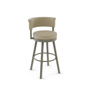 Tabouret de comptoir pivotant Rosco 26,75 po, tissu beige, métal gris mat