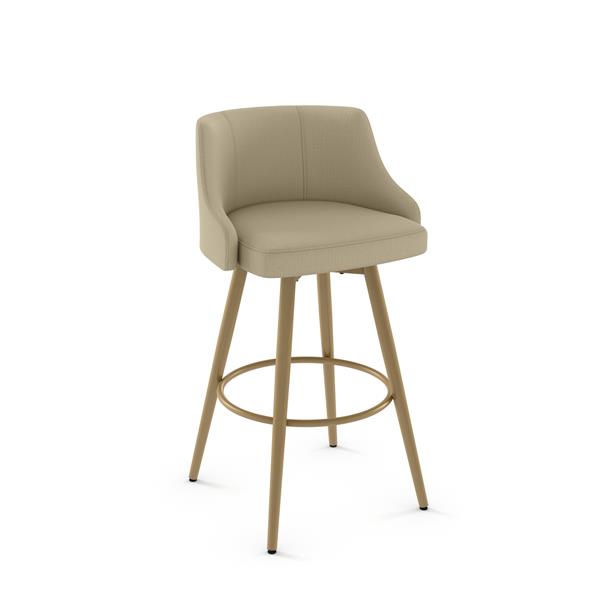 Amisco Duncan 27.75-in Swivel Counter Stool -  Beige Fabric - Golden Metal