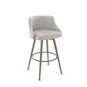 Amisco Duncan 27.75-in Swivel Counter Stool - Pale Grey Beige Polyester - Matt Light Grey Metal