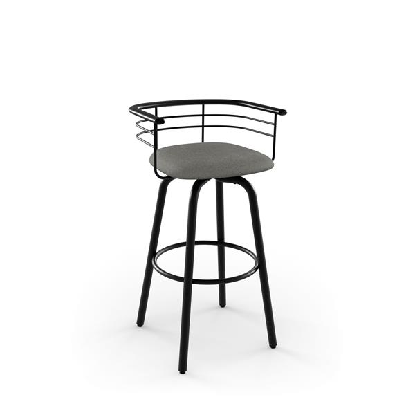 Amisco Turbo 26.25-in Swivel Counter Stool - Heather Light Grey Polyester - Black Metal