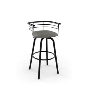 Amisco Turbo 26.25-in Swivel Counter Stool - Heather Light Grey Polyester - Black Metal