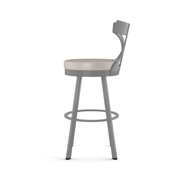 Amisco Washington 26-in Swivel Counter Stool - Cream Faux Leather - Glossy Grey Metal