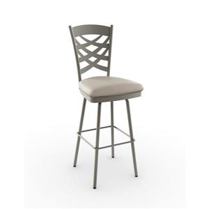 Amisco Nest 27.63-in Swivel Counter Stool - Cream Faux Leather - Matt Light Grey Metal