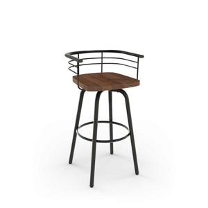 Amisco Brisk 29-in Swivel Bar Stool - Brown Distressed Wood - Gun Metal