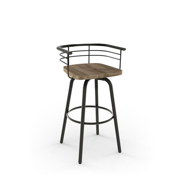 Tabouret de bar pivotant Brisk 29 po, bois usé beige, fini semi transparent