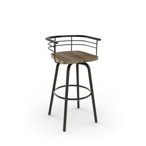 Tabouret de bar pivotant Brisk 29 po, bois usé beige, fini semi transparent