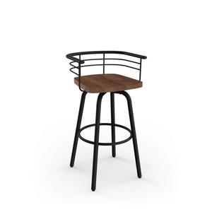Amisco Brisk 25-in Swivel Counter Stool - Brown Distressed Wood - Black Metal