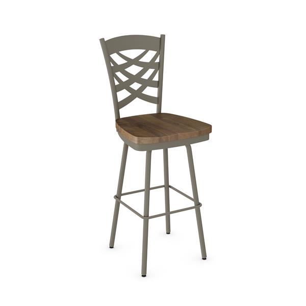 Amisco Weaver 30.38-in Swivel Bar Stool - Brown Distressed Wood - Matt Light Grey Metal