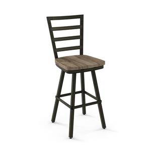 Amisco Prescot 25.25-in Swivel Counter Stool - Grey Distressed Wood - Gun Metal
