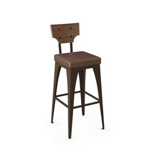 Amisco Rally 30.88-in Bar Stool - Brown Faux Leather - Brown Distressed Wood - Brown Metal