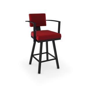 Amisco Akers 30.25-in Swivel Bar Stool -  Red Polyester - Black Metal