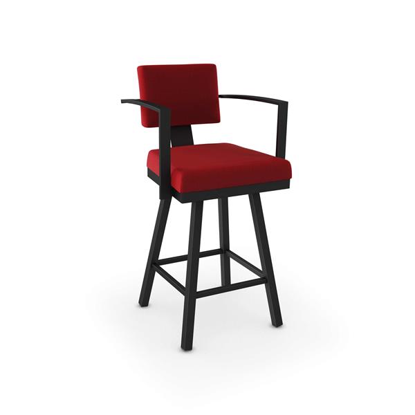 Amisco Akers 26.25-in Swivel Counter Stool - Red Polyester - Black Metal