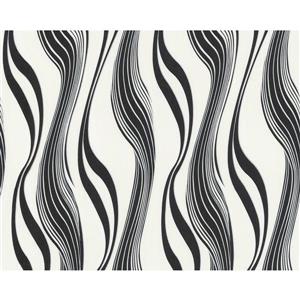 A.S. Creation Modern Striped and Circle Wallpaper Roll - Cream/Black