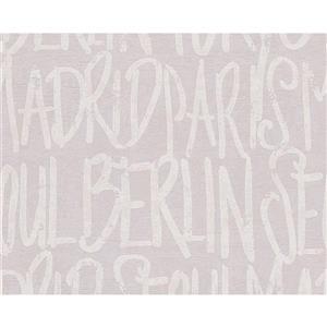 A.S. Creation Modern Decorative Wallpaper Roll - Letters - Cream/Grey