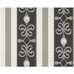 A.S. Creation Modern Crystal Wallpaper Roll - Black/Grey/White