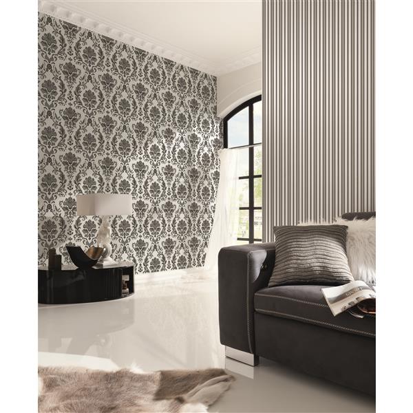 A S Creation Modern Striped Wallpaper Roll Black White Grey Rona - Black And White Striped Wallpaper Bedroom Ideas