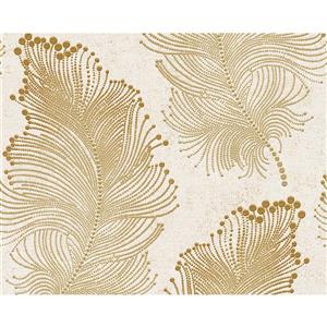 A.S. Creation Bohemian Burlesque Wallapper Roll - 21-in - Cream and Gold Damask Pattern