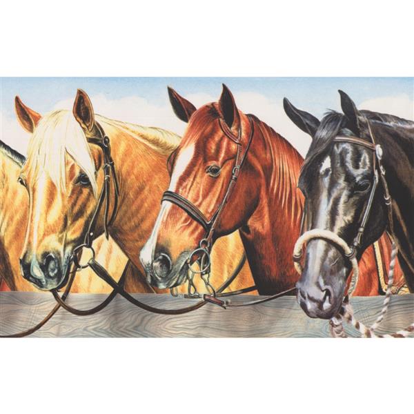 Retro Art Vintage Horses in Stable Wallpaper Border