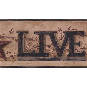 York Wallcoverings Live, Laugh and Love Wallpaper Border - Light Brown