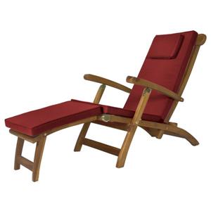 All Things Cedar Teak Steamer Chair Red Cushion