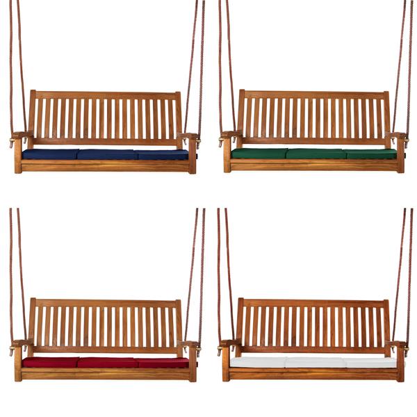 Balançoire en teck All Things Cedar avec coussin blanc, 54"