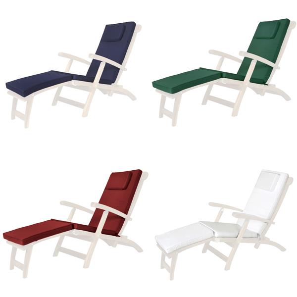 Chaise longue style croisière en Teck, Coussin Vert