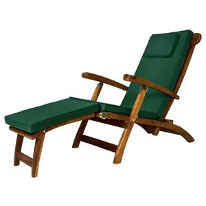 Chaise longue style croisière en Teck, Coussin Vert