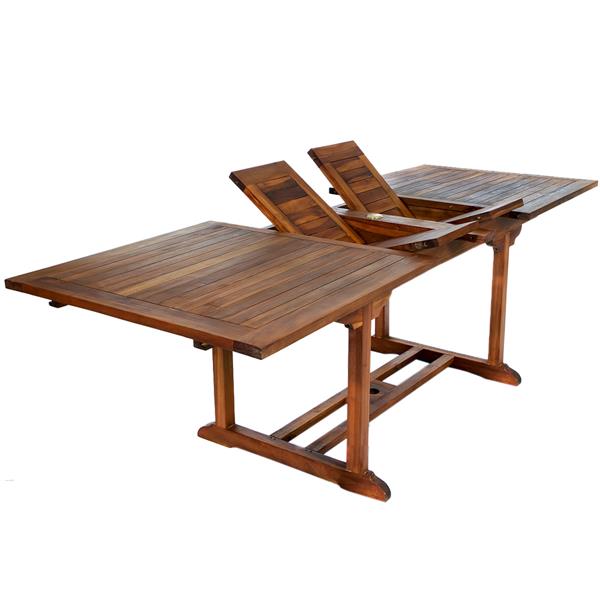 Ensemble de 6 chaises et 1 table en teck, coussin bleu