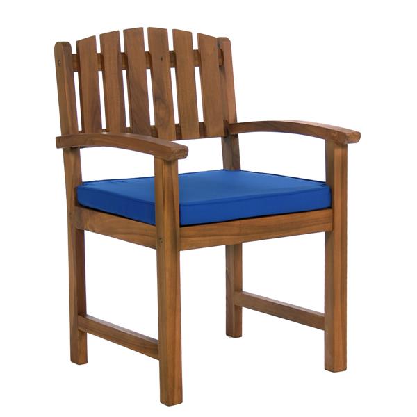 Ensemble de 6 chaises et 1 table en teck, coussin bleu