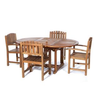 All Things Cedar Set of 4 chairs and an oval extendable table- White Cushion