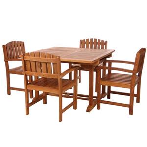 Ensemble Table et 4 Chaises en teck, Coussin vert