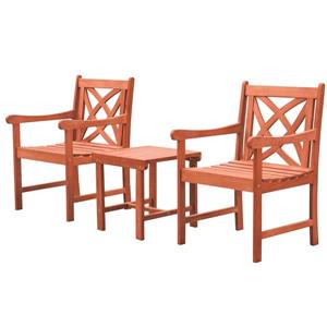 Vifah Malibu Outdoor Dining Set - Wood - Natural - 3 pcs